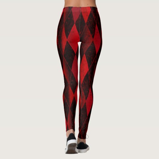 Klassieke rode zwarte harlequin diamantargyle leggings (Achterkant)