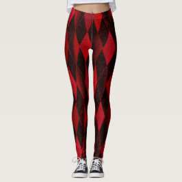 Klassieke rode zwarte harlequin diamantargyle leggings