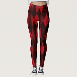 Klassieke rode zwarte harlequin diamantargyle leggings