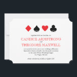Klassieke Rode Zwarte Kaart Pakken Las Vegas Weddi<br><div class="desc">Personaliseer deze klassieke witte, rode en zwarte huwelijksuitnodiging met al uw ceremoniële details voor uw bruiloft in Las Vegas of casino-thema. Patroon backer kan worden verwijderd en extra tekst of een foto kan worden toegevoegd met behulp van de "aanpassen." U kunt zelfs de lettertypen wijzigen voor een aangepaste look helemaal...</div>