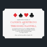 Klassieke Rode Zwarte Kaart Suits Las Vegas Weddin<br><div class="desc">Pas deze klassieke uitnodiging voor een witte, rode en zwarte bruiloft aan met al je ceremoniegegevens voor je Las Vegas of casino voor de huwelijksfeestdag. De geoctrooieerde backer kan worden verwijderd en de extra tekst of een foto kan worden toegevoegd gebruikend "pas het aan." U kunt zelfs de doopvonten voor...</div>