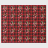 Klassieke rode zwarte plaid met  rozen cadeaupapier (Vlak)