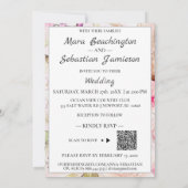 *~ Klassieke Romance AR26 Bloem QR RSVP Wedding Kaart (Achterkant)