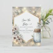 Klassieke Romance Mason Jar bruiloft Save The Date (Staand voorkant)