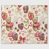 Klassieke Romance: Vintage Teddybeer Cadeaupapier (Vlak)
