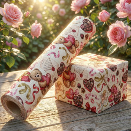 Klassieke Romance: Vintage Teddybeer Cadeaupapier