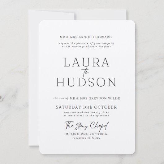 Klassieke romance zwart-wit huwelijksuitnodiging kaart (Achterkant)