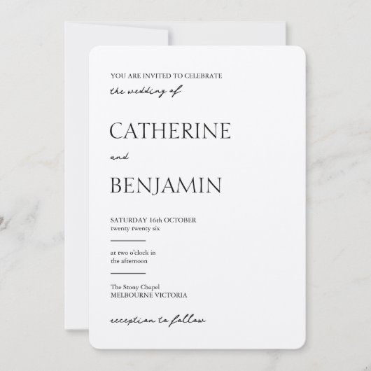 Klassieke romance zwart-wit huwelijksuitnodiging kaart (Voorkant)