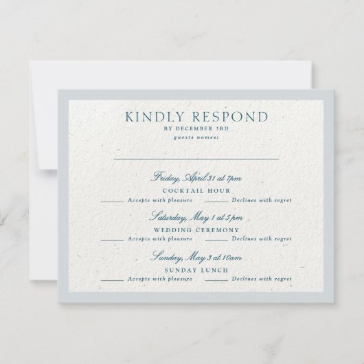 Klassieke Romantische Cotswolds Winter Blue Multi  RSVP Kaartje (Voorkant)