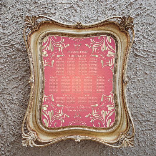 Klassieke Romantische Gouden Roze Bruiloft Zitkaar Poster