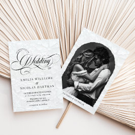 Klassieke romantische kalligrafie trouwfoto kaart