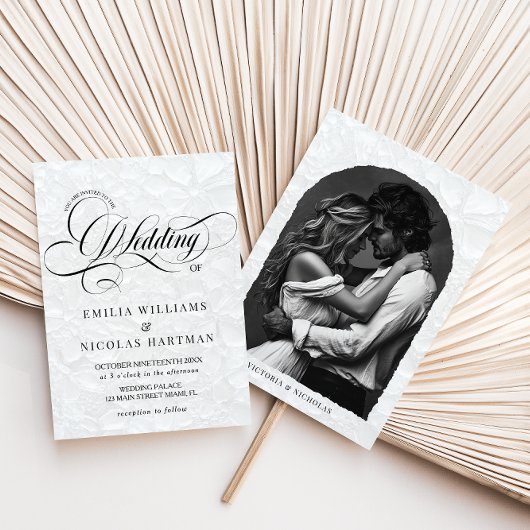 Klassieke romantische kalligrafie trouwfoto kaart