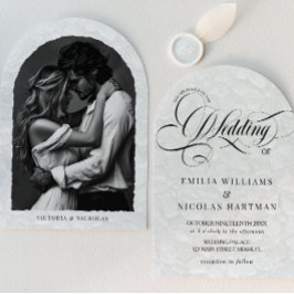 Klassieke romantische kalligrafie trouwfoto kaart