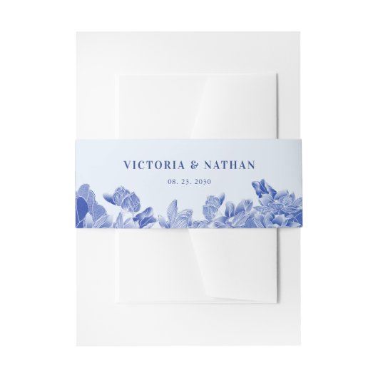 Klassieke Romantische lichtblauwe Floral bruiloft Uitnodigingen Wikkel (Voorkant Voorbeeld)