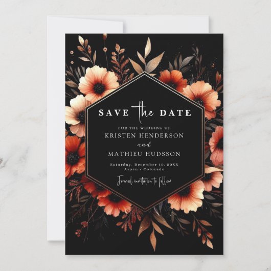 Klassieke romantische terracotta bruiloft save the date (Voorkant)