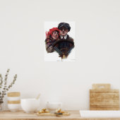 Klassieke romantische vintage winterillustratie poster (Keuken)