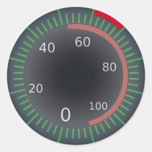 Klassieke ronddraaiende snelheidsmeter, glanzend ronde sticker