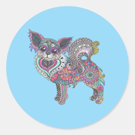 Klassieke Ronde Chihuahua Sticker (Voorkant)