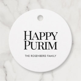 Klassieke Ronde Familie Naam Gelukkige Purim Favor Bedankjes Labels