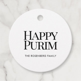 Klassieke Ronde Familie Naam Gelukkige Purim Favor Bedankjes Labels