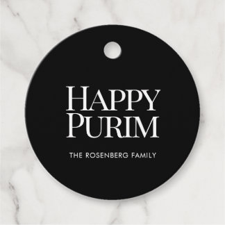Klassieke Ronde Familie Naam Gelukkige Purim Favor Bedankjes Labels