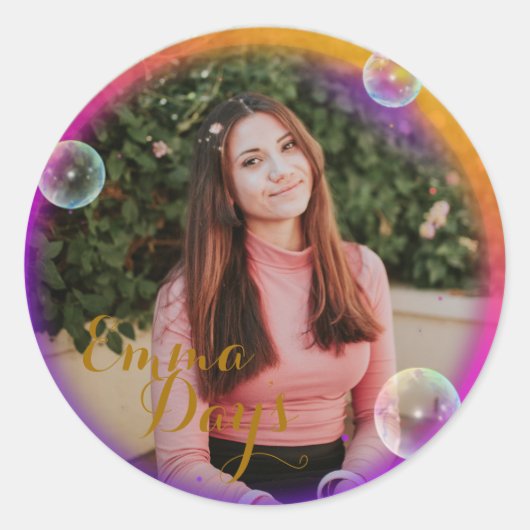 klassieke ronde foto lijst persoonlijk sticker (Voorkant)