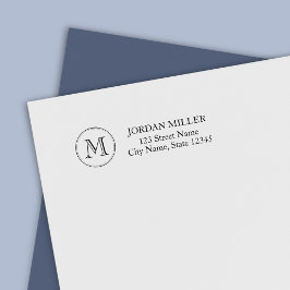 Klassieke ronde grens monogram naam adres  zelfinktende stempel