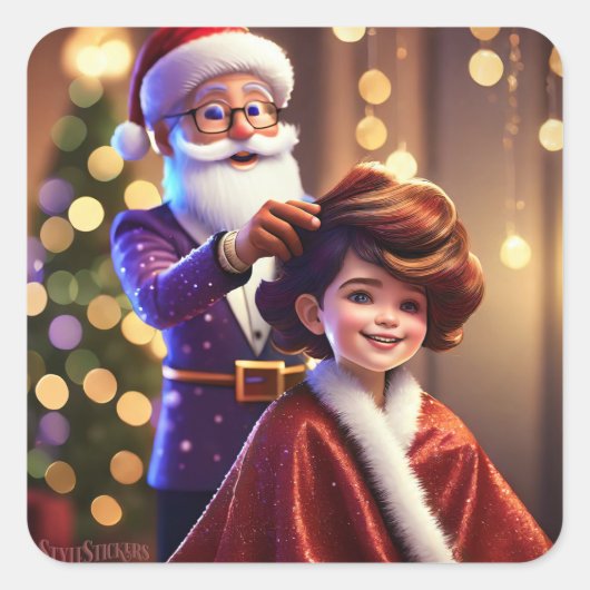 Klassieke ronde hoek vierkante Stickers (Voorkant)