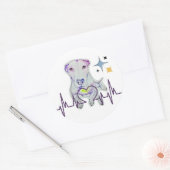 klassieke ronde, hondenkunst met hartslag, sticker (Envelop)
