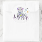 klassieke ronde, hondenkunst met hartslag, sticker (Tas)