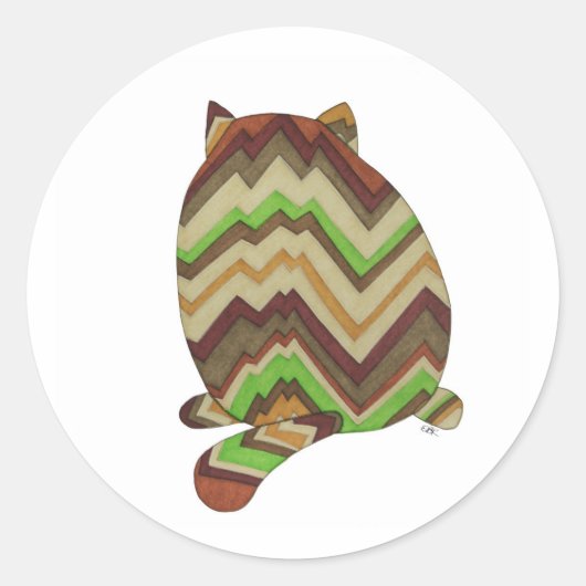 Klassieke Ronde Kat Fat Rug Sticker (Voorkant)