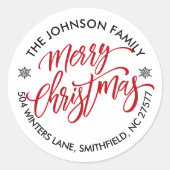 Klassieke Ronde Kerst Retouradres Sticker (Voorkant)