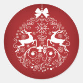 Klassieke ronde Kerst sticker (Voorkant)