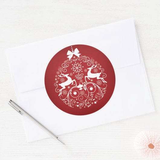 Klassieke ronde Kerst sticker (Envelop)