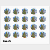 Klassieke ronde Kerst sticker/kerstboom Sticker (Vel)