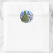 Klassieke ronde Kerst sticker/kerstboom Sticker (Tas)