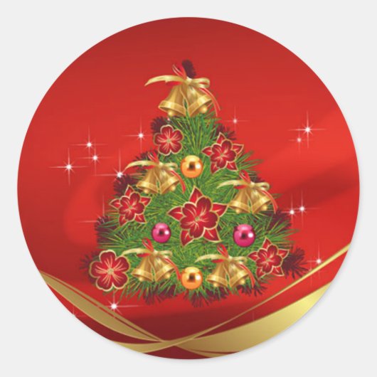 Klassieke ronde Kerst sticker/kerstboom Sticker (Voorkant)