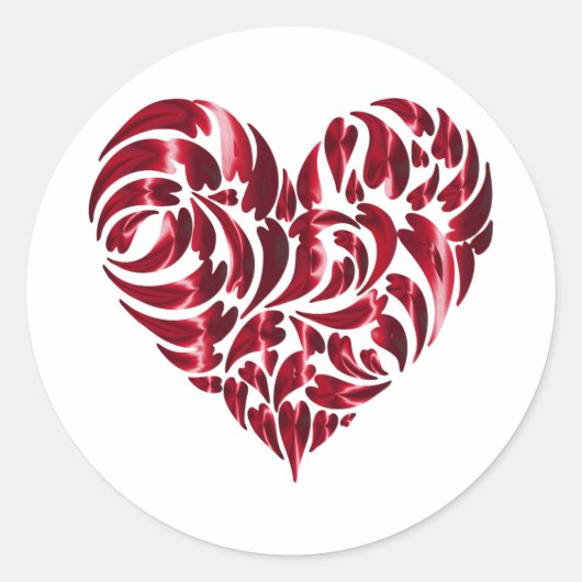 Klassieke Ronde Klassieke vormgeving met rode hart Ronde Sticker (Voorkant)