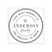 Klassieke ronde Logo familienaam retouradres Rubberstempel (Afrduk)