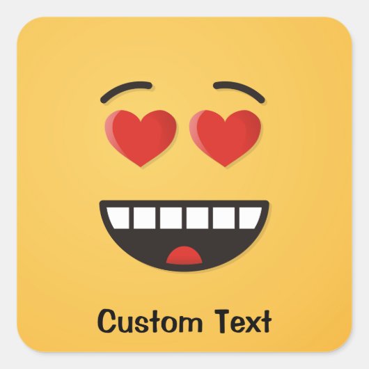 Klassieke ronde met hartvormig gezicht glimlachen vierkante sticker (Voorkant)