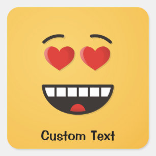 Klassieke ronde met hartvormig gezicht glimlachen vierkante sticker