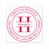 Klassieke Ronde Monogram Bruiloft Retouradres Zelfinktende Stempel (Design)