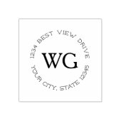 Klassieke ronde monogram retouradres Rubberstempel (Afrduk)