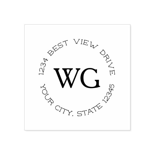 Klassieke ronde monogram retouradres Rubberstempel (Afrduk)