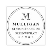 Klassieke ronde monogram retouradres zelfinktende stempel (Design)