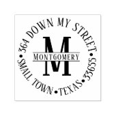 Klassieke ronde monogram retouradres  zelfinktende stempel (Design)