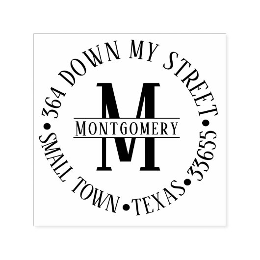 Klassieke ronde monogram retouradres  zelfinktende stempel (Design)