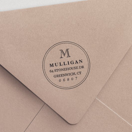 Klassieke ronde monogram retouradres zelfinktende stempel