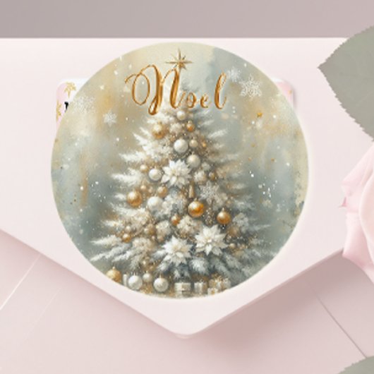 Klassieke ronde Noel-sticker Sticker