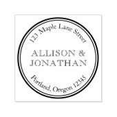 Klassieke Ronde Rand Koppel Naam Teruggaveadres Zelfinktende Stempel (Design)